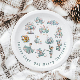 Prato De Papel Ilustrações Whimsical 12 dias de Natal