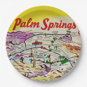 Prato De Papel Ilustrado Retro Palm Springs