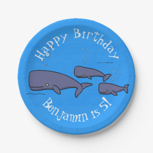 Prato De Papel Imagem das baleias de desenho animado migrante em