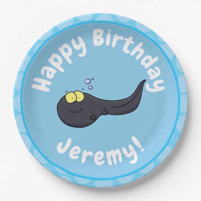 Prato De Papel Imagem de desenho animado de girino divertido (Frente)