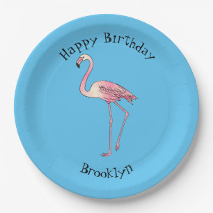 Prato De Papel Imagem de desenho animado de pássaro Flamingo