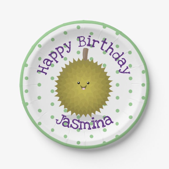 Prato De Papel Imagem de desenhos animados bonitos e felizes em D (Frente)