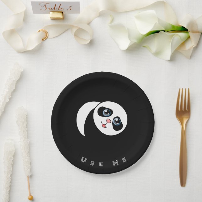 Prato De Papel Imagem de Panda Use-me Texto Impresso  Papel & Fes (Casamento)