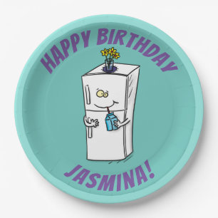 Prato De Papel Imagem engraçada do desenho do frigorífico