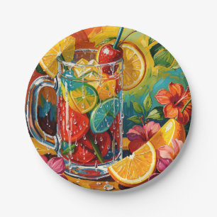 Prato De Papel Impasto de pintura a óleo de coquetel de verão tro