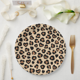 Prato De Papel Impressão Animal, Leopardo Castanho, Manchas de Ch