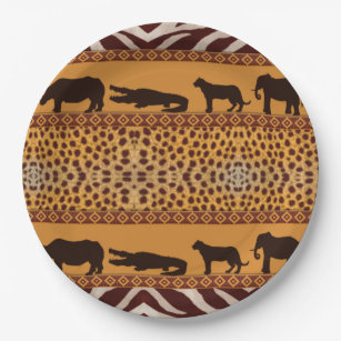 Prato De Papel Impressão Animal Moderna Tribal African Cheetah