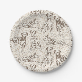 Prato De Papel Impressão de Animais de Cão Dalmático Castanho