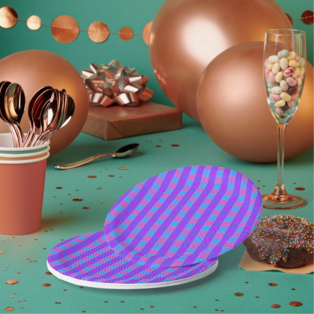 Prato De Papel Impressão de Bubblegum Tartan (Múltiplo)