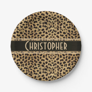 Prato De Papel Impressão de pele de Leopard Spot Personalizada