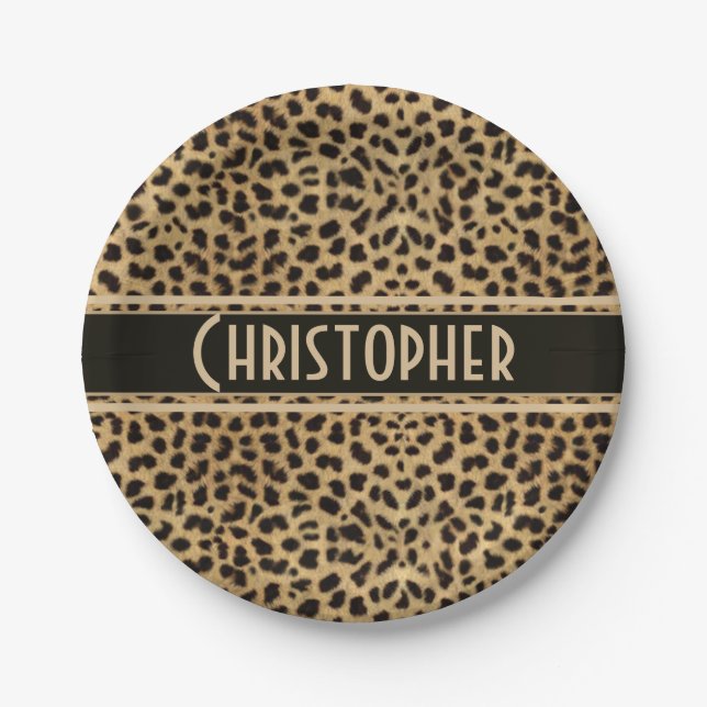 Prato De Papel Impressão de pele de Leopard Spot Personalizada (Frente)