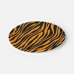 Prato De Papel Impressão de Princeton Orange Zebra