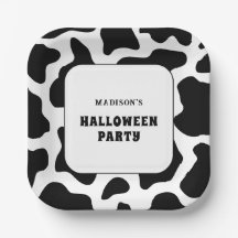 Impressão de Vaca, Festa de Halloween Preta e Bran