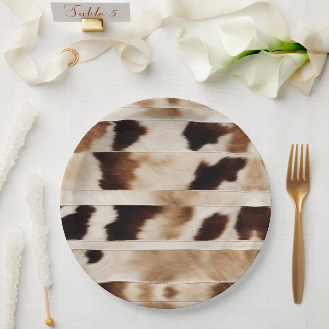 Prato De Papel Impressão de Vaca Rústica Festa Country Western de (Casamento)