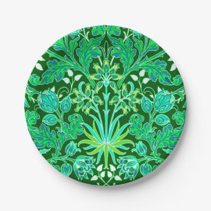 Prato De Papel Impressão do jacinto de William Morris, verde