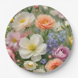 Prato De Papel Impressão Floral em Pastéis Suaves