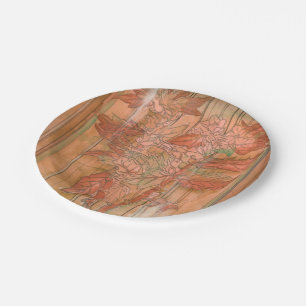 Prato De Papel Impressão Floral Laranja Moderno em Fundo Retirado