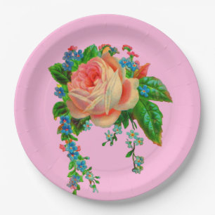 Prato De Papel impressão floral vitoriana