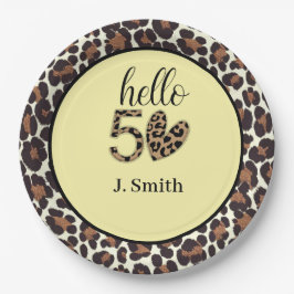 Prato De Papel Impressão Leopard 50ª Placas de Papel de Aniversár
