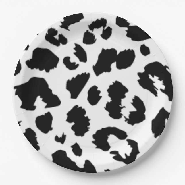 PRATO DE PAPEL IMPRESSÃO LEOPARD PRETA (Frente)