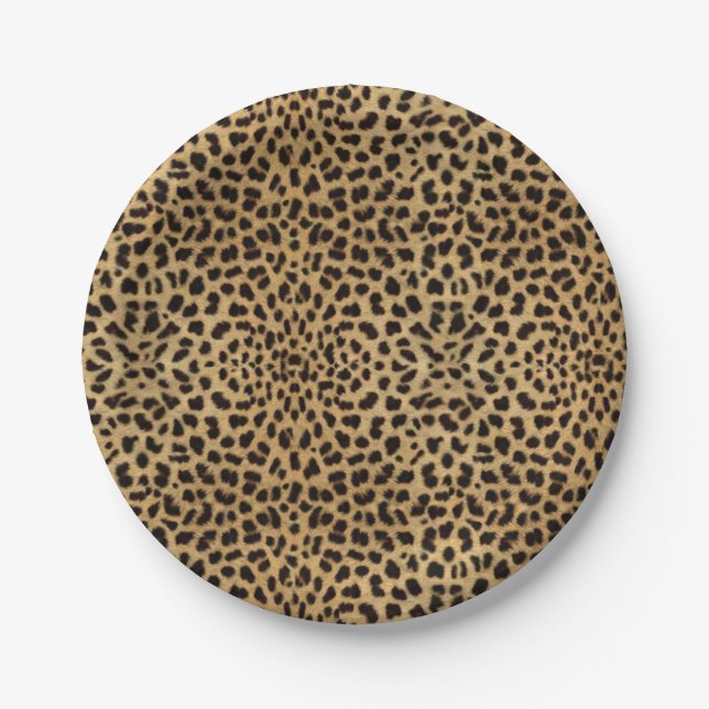 Prato De Papel Impressão Leopardo (Frente)