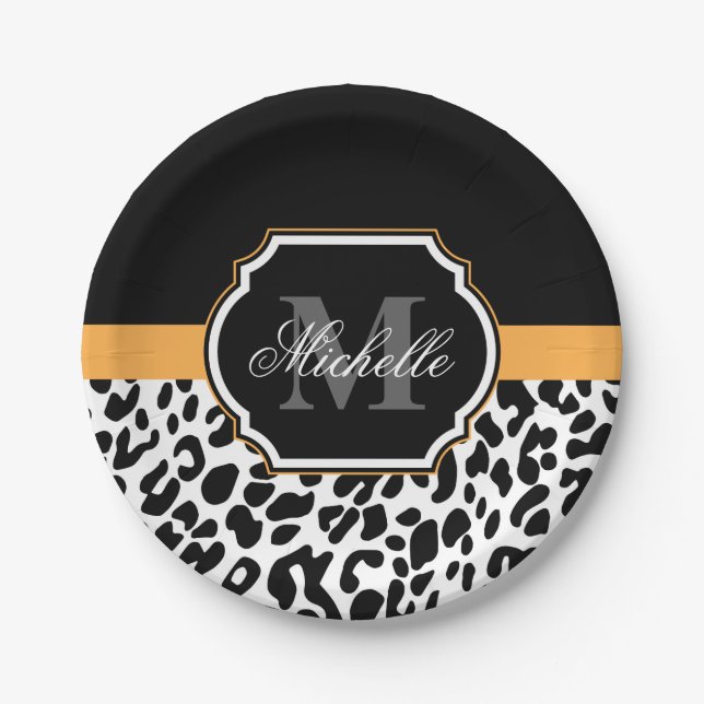 Prato De Papel Impressão Leopardo (Frente)