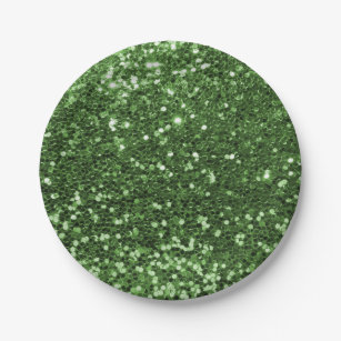 Prato De Papel Impressão verde Glam da faísca do brilho do falso