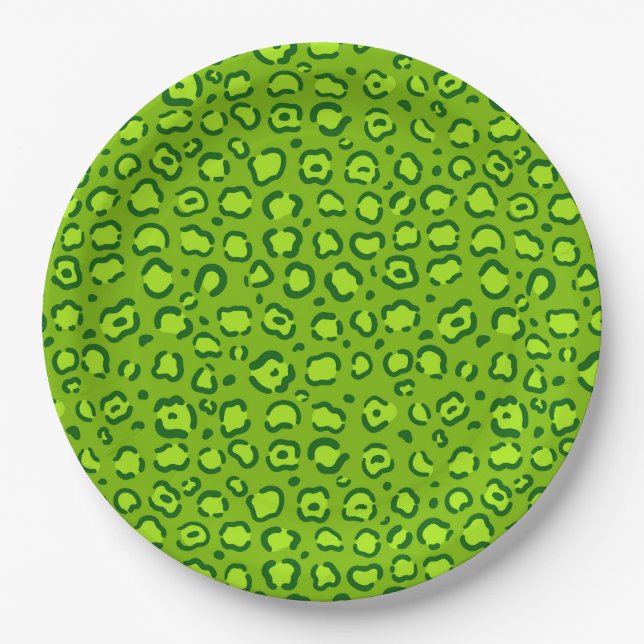 Prato De Papel Impressão Verde Leopardo (Frente)