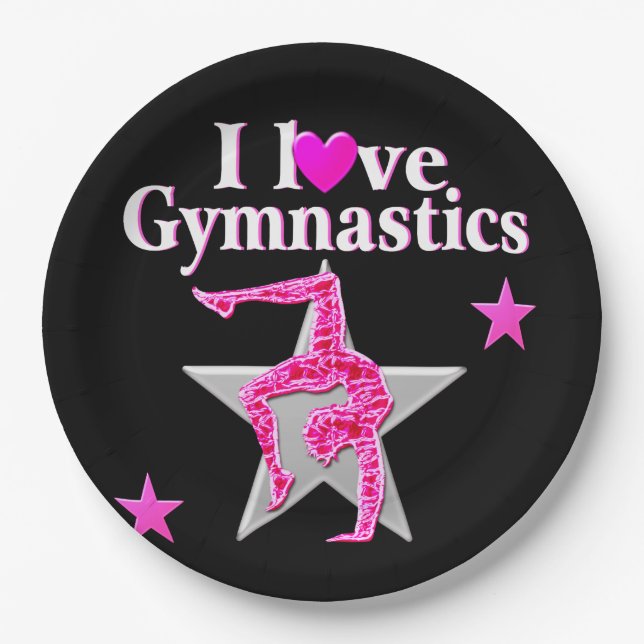 PRATO DE PAPEL IMPRESSIONANTE EU AMO DESIGN DE GINÁSTICA (Frente)