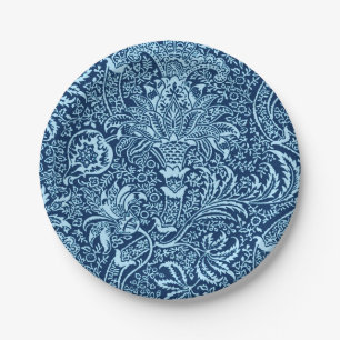 Prato De Papel Indiano de William Morris, índigo escuro e
