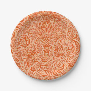 Prato De Papel Indiano de William Morris, pêssego e laranja cora