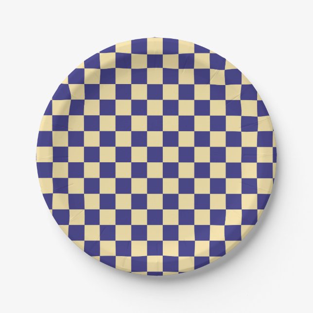 Prato De Papel Indigo and butter checkerboard pattern (Frente)