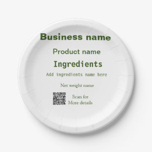 Prato De Papel Ingredientes adicionam nome do produto ponderador 