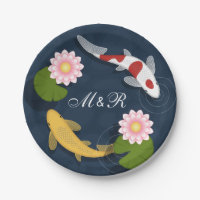 Iniciais de Monograma de Peixes Koi Japoneses