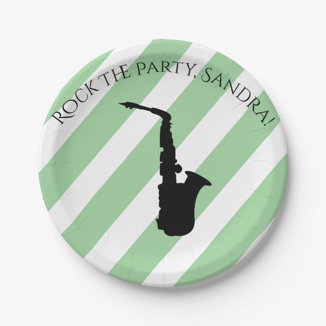 Prato De Papel Instrumentos Musicais Cute Saxofone Rock And Roll (Frente)