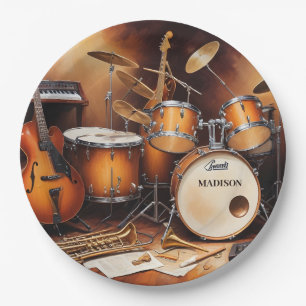 Prato De Papel Instrumentos Musicais de Nome Personalizado
