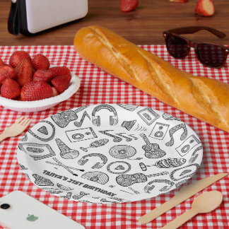 Prato De Papel Instrumentos Musicais Personalizados Acessórios Mu