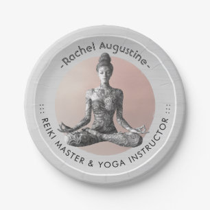 Prato De Papel Instrutor de Meditação Yoga Reiki Master Lotus Pos