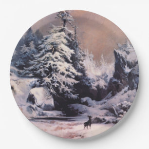 Prato De Papel Inverno nas Montanhas Rochosas (por Thomas Moran)