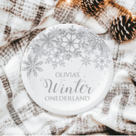 Prato De Papel Inverno Onederland 1º Aniversário Flocos de neve p