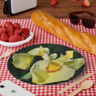 Prato De Papel Iris Floral Amarelo Japonês