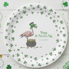 Prato De Papel Irish Shamrock Flamingo St. Patrick’s Day Party