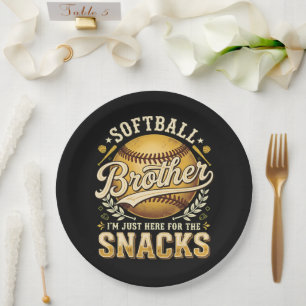 Prato De Papel Irmão de Softball Divertido Lanches Esportes