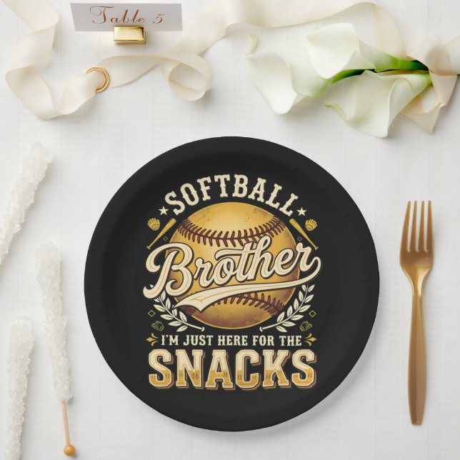 Prato De Papel Irmão de Softball Divertido Lanches Esportes (Casamento)