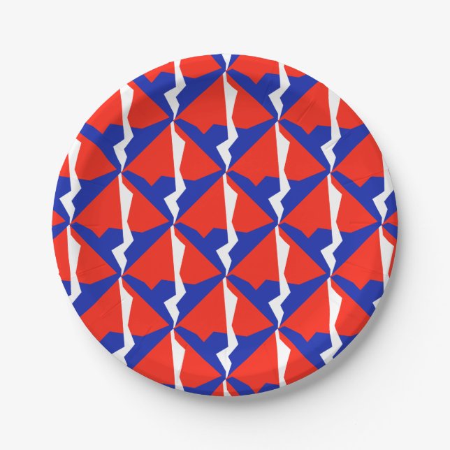 Prato De Papel Item Branco Vermelho Azul (Frente)