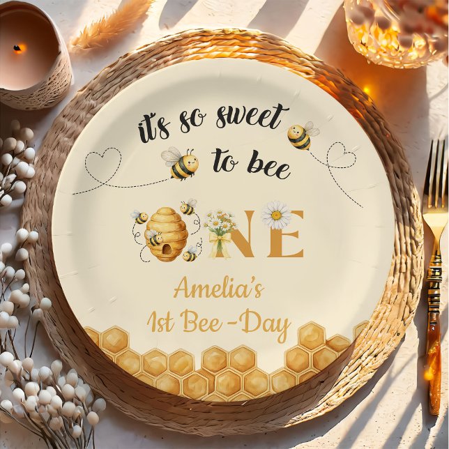 Prato De Papel It's So Sweet To Bee 1st Birthday (Criador carregado)