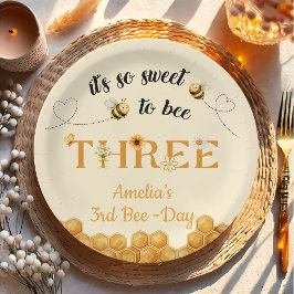 Prato De Papel It's So Sweet To Bee 3rd Birthday