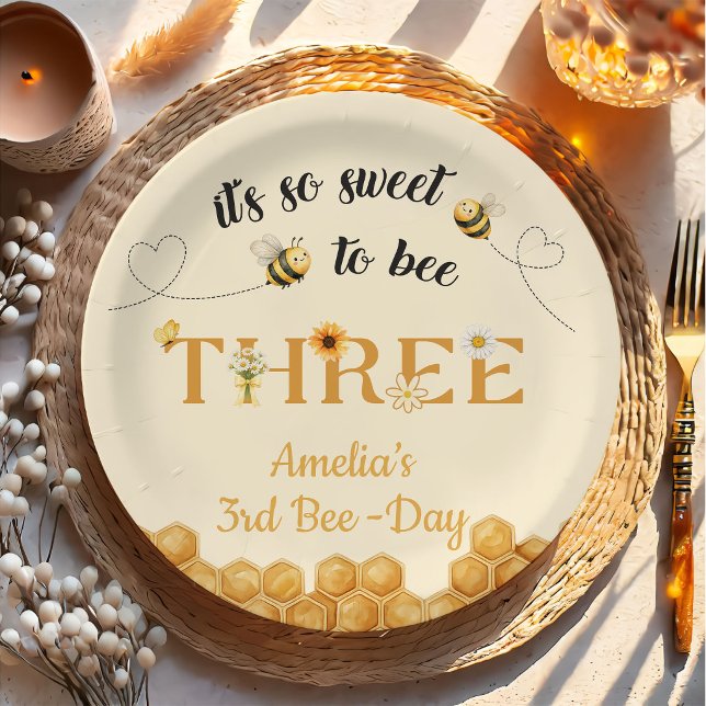 Prato De Papel It's So Sweet To Bee 3rd Birthday (Criador carregado)