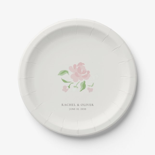 Prato De Papel Ivory | Casamento Rosa Blush Chic  (Frente)