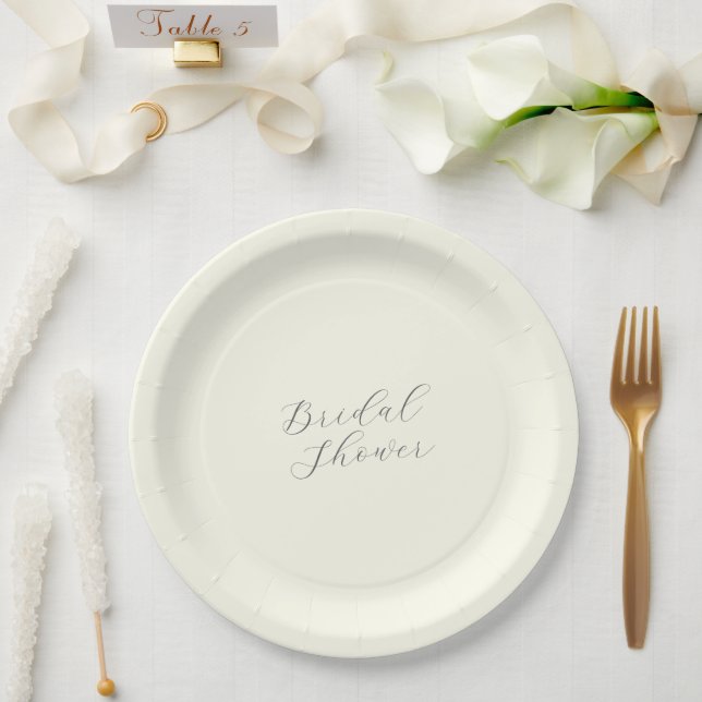 Prato De Papel Ivory Color Simple Bridal Shower (Casamento)